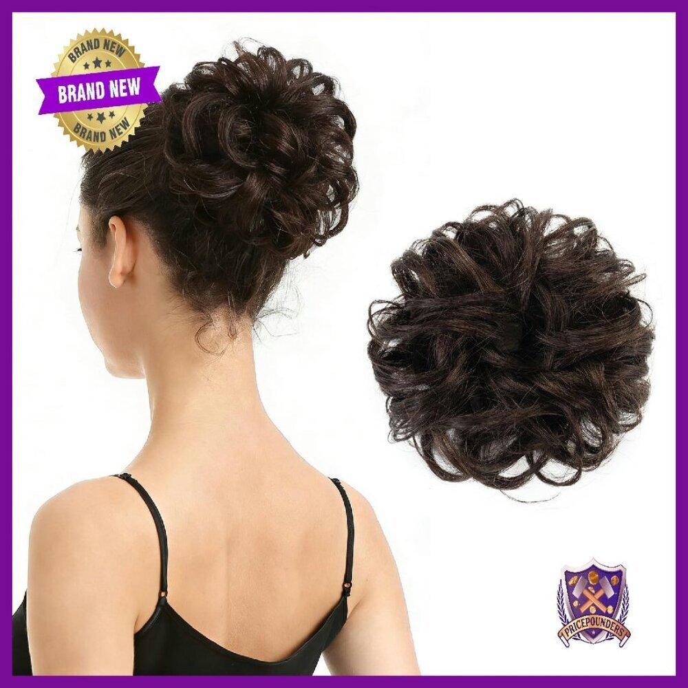Real Human Hair Bun Extension Scrunchie - Thick Soft Fluffy Updo